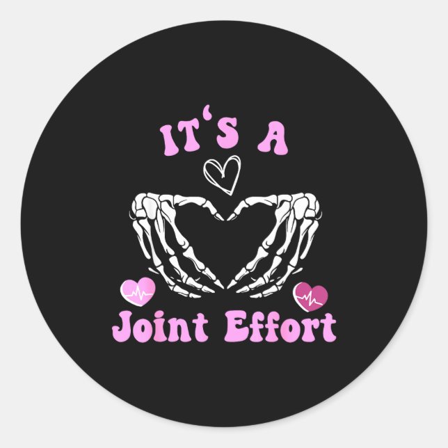 Adesivo Redondo Skeleton Hand Heart Orthopedic Nurse It's A Joint  (Frente)