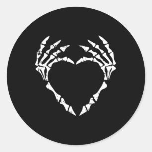 Adesivo Redondo Skeleton Hand Heart Pocket Halloween Costume Engra