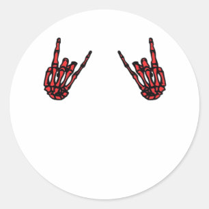 Adesivo Redondo Skeleton Hand Heart Roll & Red Classic