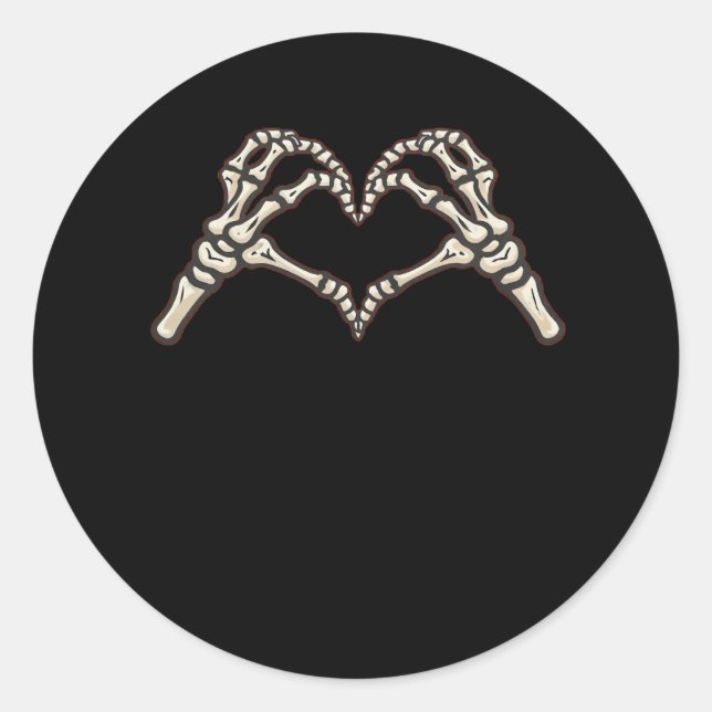 Adesivo Redondo Skeleton Hand Hearts Design (Frente)