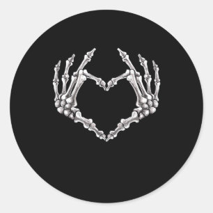 Adesivo Redondo Skeleton Heart And Hands Gothic Halloween Costume