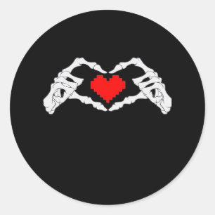 Adesivo Redondo Skeleton Heart and Mands Meme