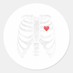 Adesivo Redondo Skeleton Heart Cage Raios X Crianças Adultas Diver