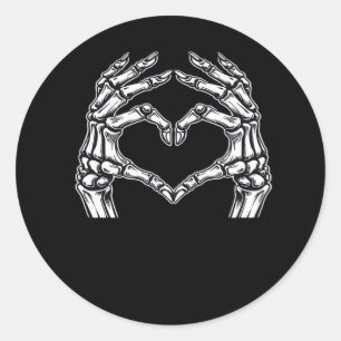 Adesivo Redondo Skeleton Heart Hands Sign Halloween Figurume Basic