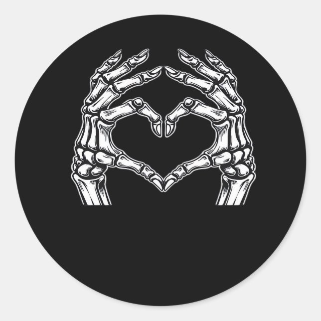 Adesivo Redondo Skeleton Heart Hands Sign Halloween Figurume Basic (Frente)