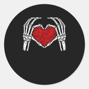 Adesivo Redondo Skeleton Heart Hands Sinal Dia de os namorados Hea