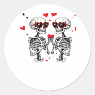 Adesivo Redondo Skeleton Heart Mãos Para Tendência