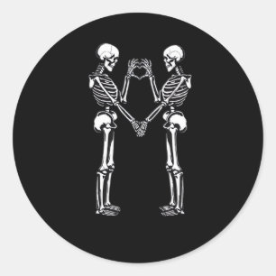 Adesivo Redondo Skeleton Heart Mãos - Sinal de Halloween Costume