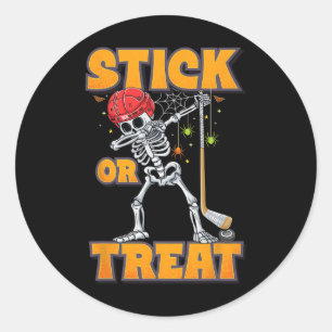 Adesivo Redondo Skeleton Ice Hockey Player Fumaça Halloween Boys