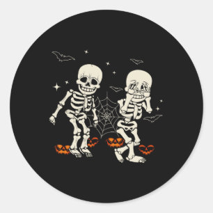 Adesivo Redondo Skeleton Kids Griddy Dance Halloween Trick Ou Trea