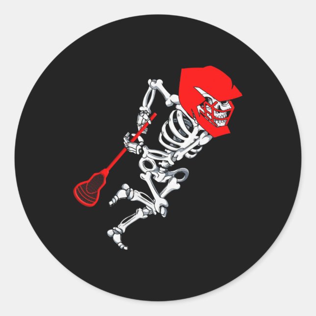 Adesivo Redondo Skeleton Lacrosse Shirt Halloween (Frente)