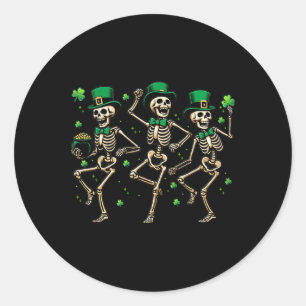 Adesivo Redondo Skeleton Leperchaun Funny Skeleton Dancing Rua Pat