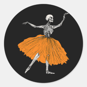 Adesivo Redondo Skeleton Llerina Dance Tutu Spooky Dancer Hal