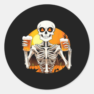 Adesivo Redondo Skeleton Mãos Cerveja Bebendo Engraçado Mulheres d