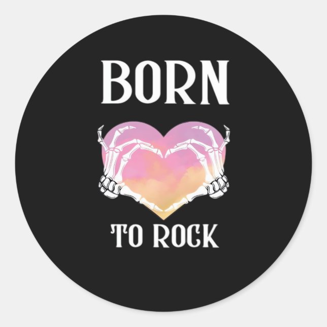 Adesivo Redondo Skeleton Mãos Gráfico Cardíaco Para Clássico (Frente)