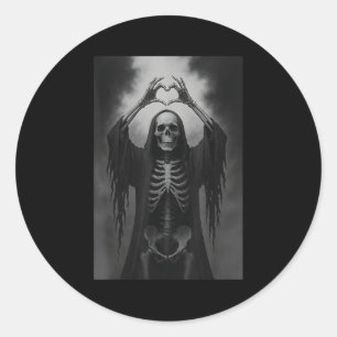 Adesivo Redondo Skeleton Mãos Sinal de coração Y Dia de as Bruxas