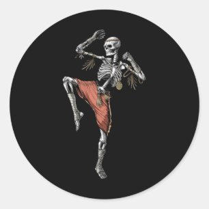 Adesivo Redondo Skeleton Muay Thai Boxing Karate Kickboxing Martia
