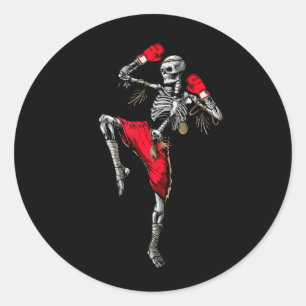 Adesivo Redondo Skeleton Muay Thai Halloween Briga MMA