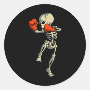 Adesivo Redondo Skeleton Muay Thai Kick Boxando Mma Funny Karate H