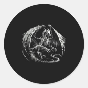 Adesivo Redondo Skeleton Mythic Dragon Brething Fantasy Ha