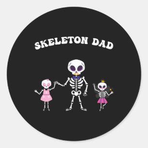 Adesivo Redondo Skeleton Pai Halloween Costume Engraçado Skype