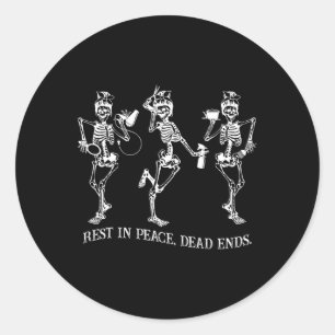 Adesivo Redondo Skeleton Peace Morto Termina Halloween De Hairstyl