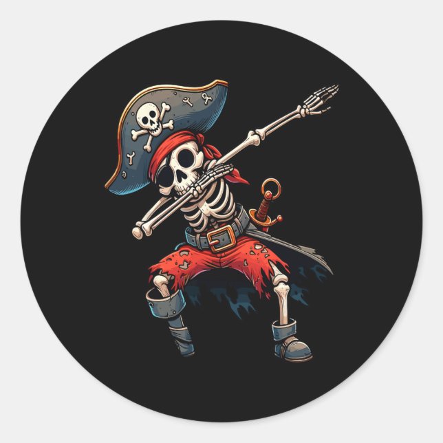 Adesivo Redondo Skeleton Pirate Kids (Frente)