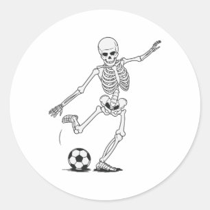 Adesivo Redondo Skeleton Playing Futebol