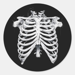 Adesivo Redondo Skeleton Rib Cage Halloween