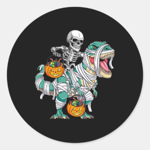 Adesivo Redondo Skeleton Riding Dinossaur T Rex Divorciando Crianç