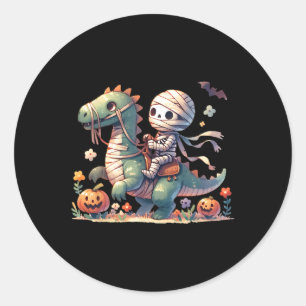 Adesivo Redondo Skeleton Riding Dragon Halloween Pumpkin Theme Kid