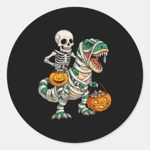 Adesivo Redondo Skeleton Riding Mummy Dinosaur T Rex Kids Men