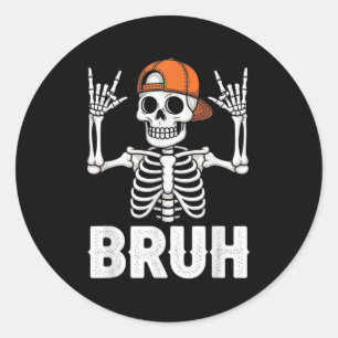 Adesivo Redondo Skeleton Rock No Bruh Halloween Para Meninos Menin