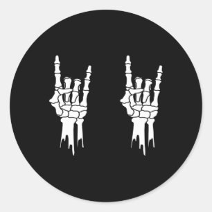 Adesivo Redondo Skeleton - Rock On Hands - Men & Women - Hallo