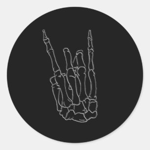 Adesivo Redondo Skeleton Rock Star Festa de aniversário Negra