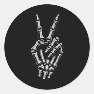 Adesivo Redondo Skeleton - Sinal de Paz 1