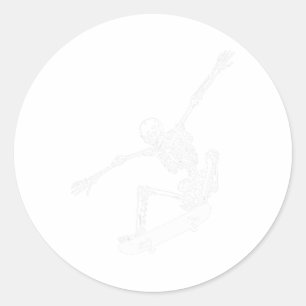 Adesivo Redondo Skeleton Skateboard Skull Halloween Skate