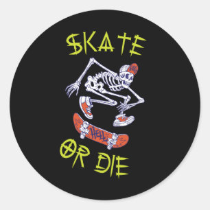 Adesivo Redondo Skeleton Skateboarder