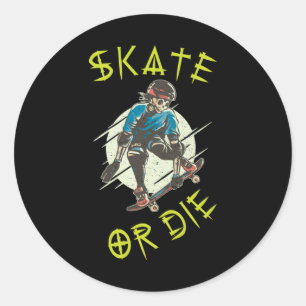 Adesivo Redondo Skeleton Skateboarder