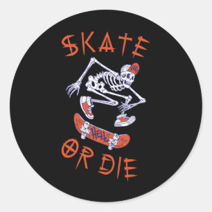 Adesivo Redondo Skeleton Skateboarder