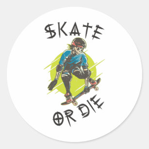 Adesivo Redondo Skeleton Skateboarder
