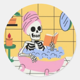 Adesivo Redondo Skeleton Sticker