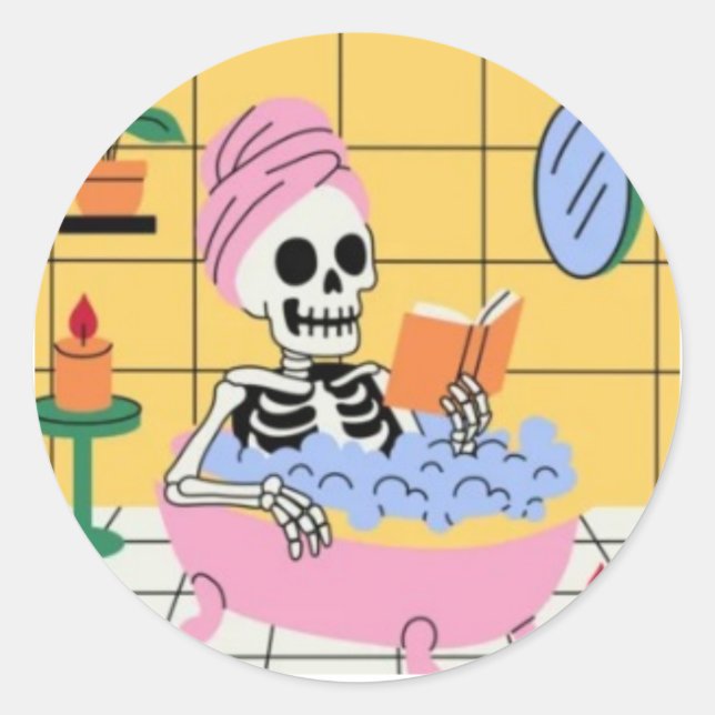 Adesivo Redondo Skeleton Sticker (Frente)