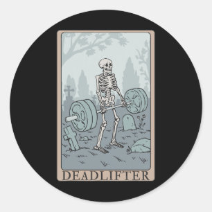 Adesivo Redondo Skeleton Tarot Card Deadlifter