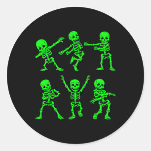 Adesivo Redondo Skeletons Dançando Desafio Menina Meninos H