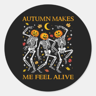 Adesivo Redondo Skeletons de dança de Dia de as Bruxas engraçado P