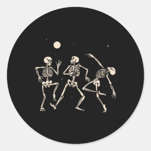 Adesivo Redondo Skeletons de Dança Spooky Halloween Costume Music
