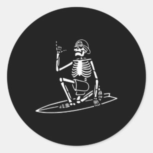 Adesivo Redondo Skeltering Surfing Lazy Halloween Costume Skull Bo
