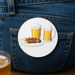 Adesivo Redondo Skewers de churrasco e Cookout de Verão de Cerveja
