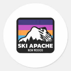 Adesivo Redondo Ski Apache Novo México Esquiando a família T